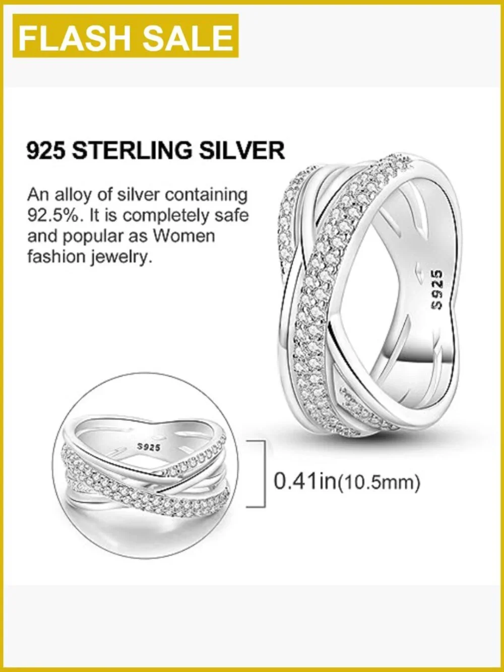 Sterling Silver Dainty Hoop & Band Rings Set with CZ - Sizes 6-9